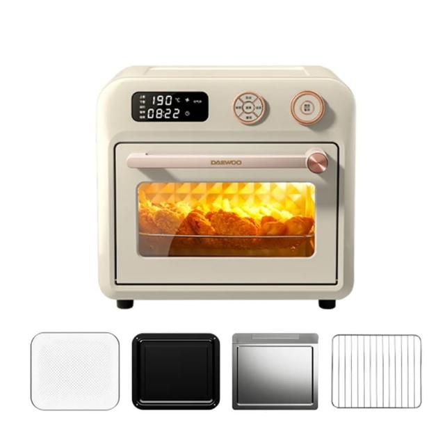 DAEWOO 大宇 DW-AFO001 空氣炸鍋,採用中國製造工藝,尺寸38.4 x 35 x 35.3 cm,110V/60Hz電壓,消耗功率1000W以上,2公升以上大容量設計,重量12.56kg,適閤家庭健康烹飪。配件包含中文說明書、烤盤及使用說明保證書,享1年保固,BSMI許可字號R3F509,無油炸食更健康,快速烤出美味佳餚,提升廚房效率。 DAEWOO大宇 DW-AFO001
