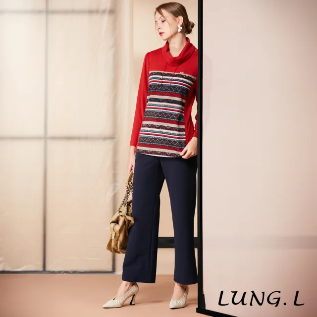 【LUNG.L 林佳樺】LQ77E藍色修身直筒彈性女裝長褲(秋冬新品)