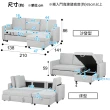 【NITORI 宜得利家居】◎布質L型沙發床 NOARK2 GY(L型沙發 沙發床 布質 NOARK)