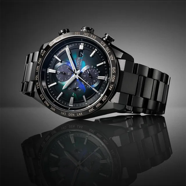 【CITIZEN 星辰】100週年 宇宙幻彩限定款 LAYERS of TIME ATTESA 鈦金屬光動能電波手錶 42mm(AT8286-65E)