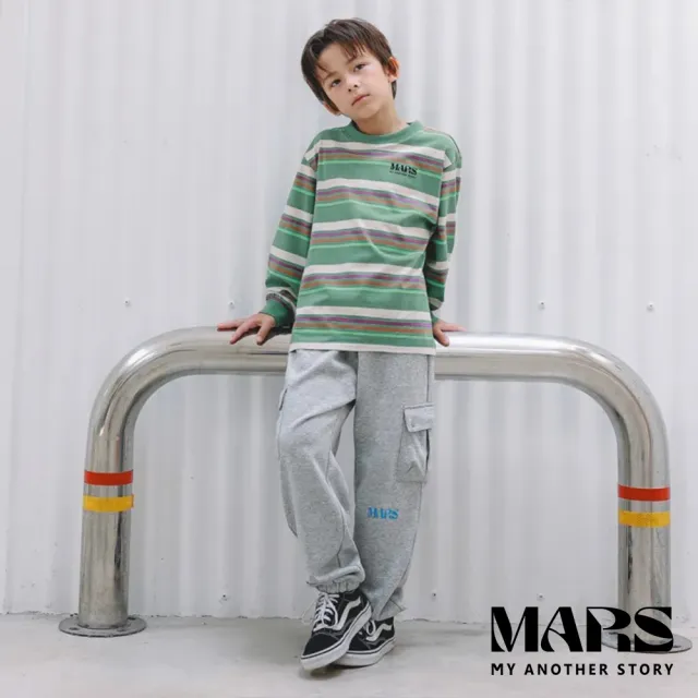 【MARS】童裝-舒適雙邊口袋鬆緊束口長褲(灰色)