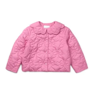 【TALESCOOP】童裝-粉紅花型領蝴蝶結鋪棉外套(粉紅色)