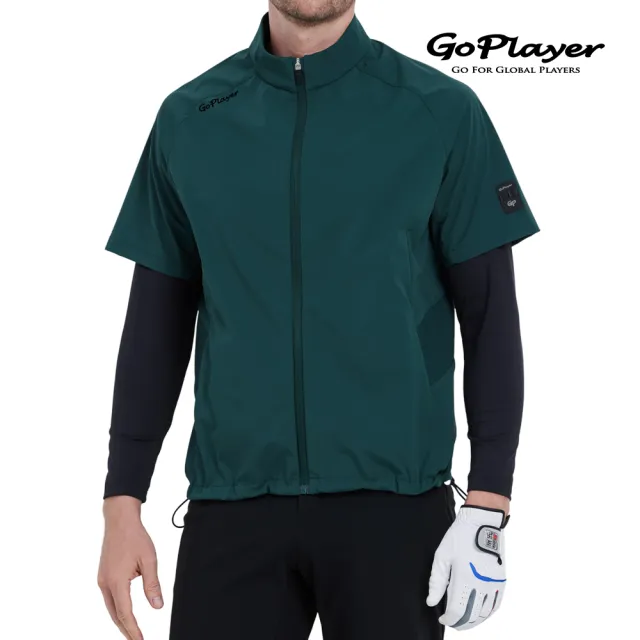 【GoPlayer】男高爾夫短袖運動背心-黑.灰.暗綠(高爾夫背心 輕薄 防風 保暖 短袖背心)
