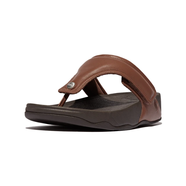 FitFlop GEN-FF MENS可調式軟墊皮革夾腳涼鞋-男(棕色)