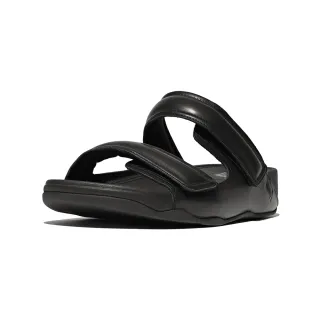 【FitFlop】GOGH MOC MENS 可調式軟墊皮革涼鞋-男(黑色)