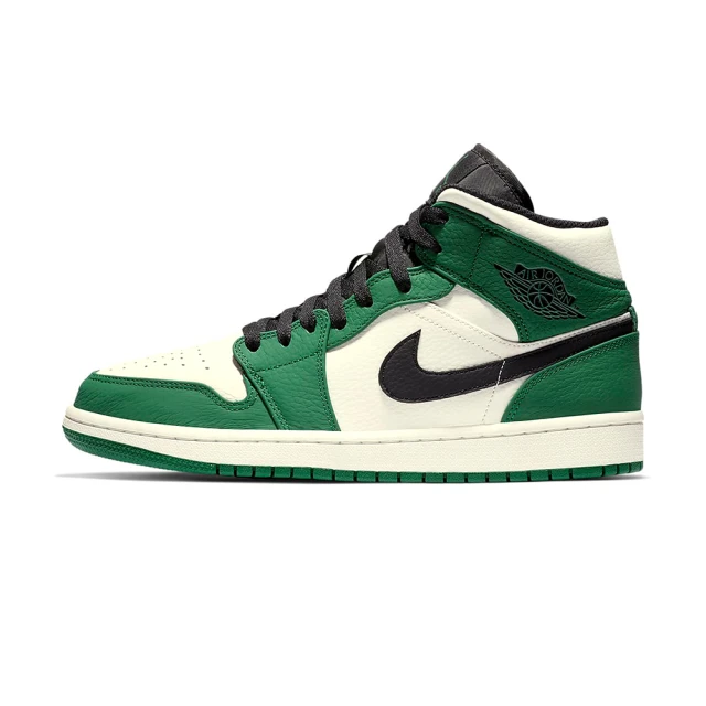 NIKE 耐吉 Air Jordan 1 Mid SE 男鞋 白綠色 黑勾 中筒 AJ1 喬丹 運動 休閒鞋 852542-301