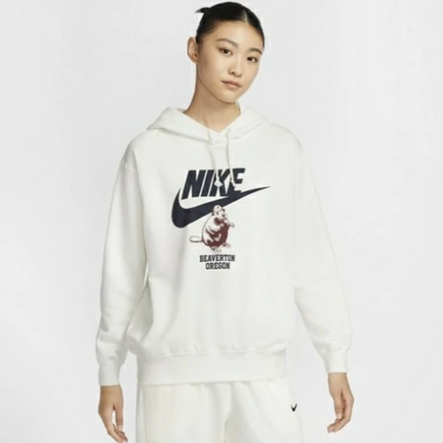 NIKE 耐吉 長袖上衣 女 帽T AS W NSW ESSNTL FLC OS HD GCEL 米白 HV1745-133(2S4075)