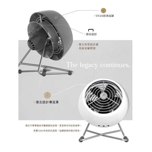 【VORNADO 沃拿多】摩登迷你復古扇VFANMM19(灰色)