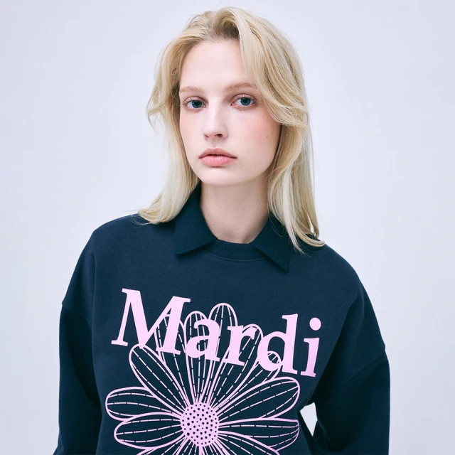 MARDI MERCREDI 印花大學TEE 海軍藍 經典小雛菊 薰衣草紫花 純棉 SWEATSHIRT FLOWERMARDI