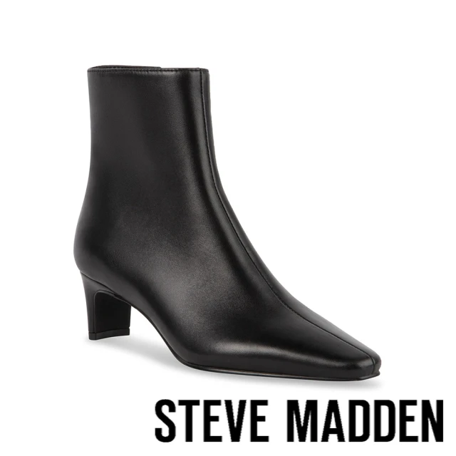 steve madden DELVIE 俐落尖頭低跟短靴(黑色)