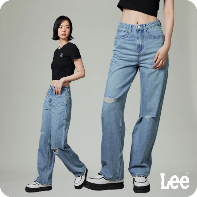 Lee 女裝 牛仔褲 / 牛仔寬褲 破褲 淺藍洗水(LB417095897)