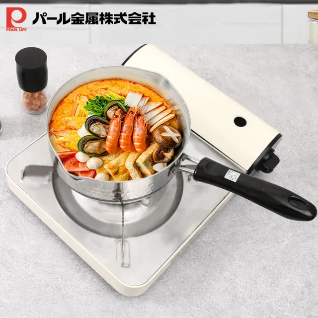 【Pearl Life 珍珠金屬】日本製銀河壓紋不銹鋼雪平鍋(15CM)