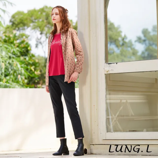 【LUNG.L 林佳樺】LQ95E鐵灰色石墨烯保暖彈性女裝長褲(秋冬新品 加大尺碼 保暖)