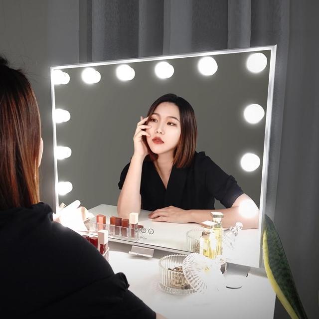 【Ms.elec 米嬉樂】豪華燈泡電視鏡 LM-013(超大鏡面/三色光源/觸控調光/化妝鏡/燈泡鏡)