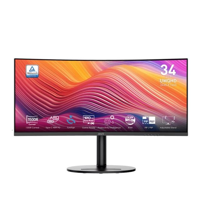 MSI 微星 Modern MD342CQP 34吋 21:9 曲面 VA UWQHD 顯示器 120Hz 重新整理率 護眼 HDR 抗藍光 窄邊框 辦公娛樂首選