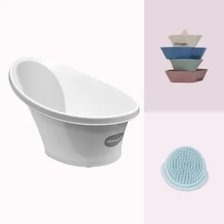 【Shnuggle】月亮澡盆3件組 組合優惠(澡盆+漂漂船洗澡玩具+澎澎沐浴刷)