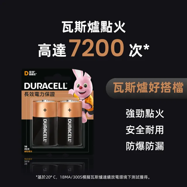 【DURACELL】金頂 鹼性電池-1號電池D(2入裝)
