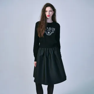 【MARDI MERCREDI】學院風羊毛毛衣 黑色 短版CASHMERE CASHMERE CROPPED CREW NECK ALUMNI