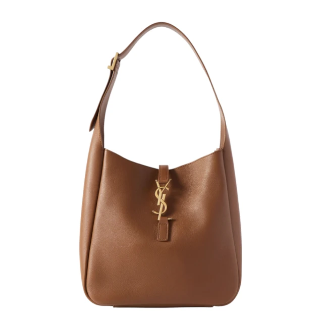 YSL SAINT LAUENT LE 5 A 7 Hobo Small 小款 粒面鹿皮 肩背包 棕色 713938