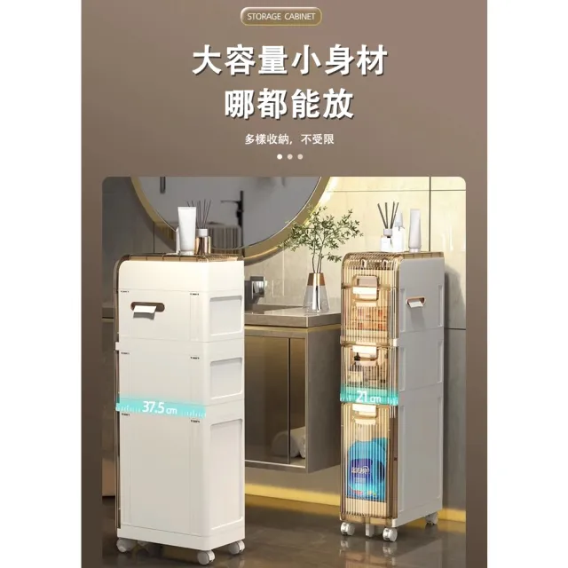 【大城小居】浴室縫隙收納架 寬21cm 加厚款四層(窄型收納櫃 抽屜式收納櫃 馬桶旁邊收納架)