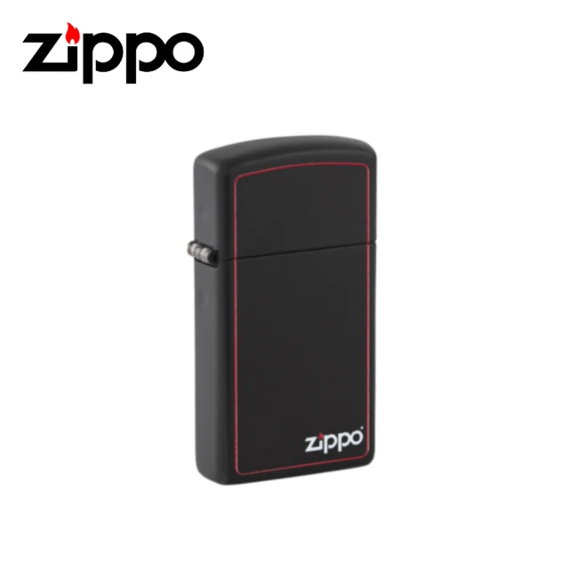 Zippo 紅框黑烤漆Zippo Logo 小 打火機(1618ZB)