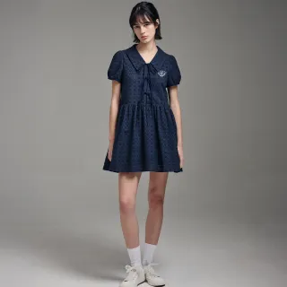 【MARDI MERCREDI】洋裝 海軍藍 綁帶 網眼造型 RIBBON MINI DRESS EYELET