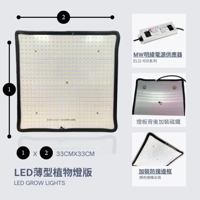 【JIUNPEY 君沛】LED100W薄型植物燈板 100瓦磁吸式植物燈 加強型光譜 強化植物莖葉發展(植物燈)