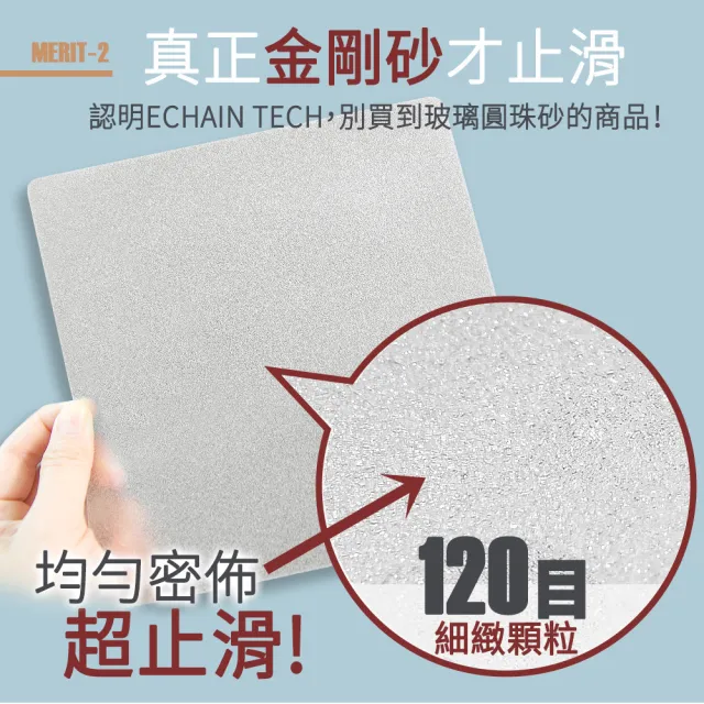 【Echain Tech】金鋼砂止滑貼片 透明加大款-25x25公分/6片(防滑貼片/浴室止滑貼/地板貼/防水止滑貼)