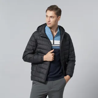 【pierre cardin 皮爾卡登】商務休閒 男款 都會休閒連帽羽絨夾克外套-黑色(5245761-99)