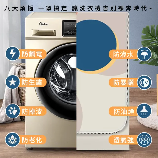 【zLife】加大加厚 滾筒式洗衣機防塵套 全罩前開式洗衣機防曬保護套 防潑水防塵罩/防塵蓋布 適用10.5-12KG