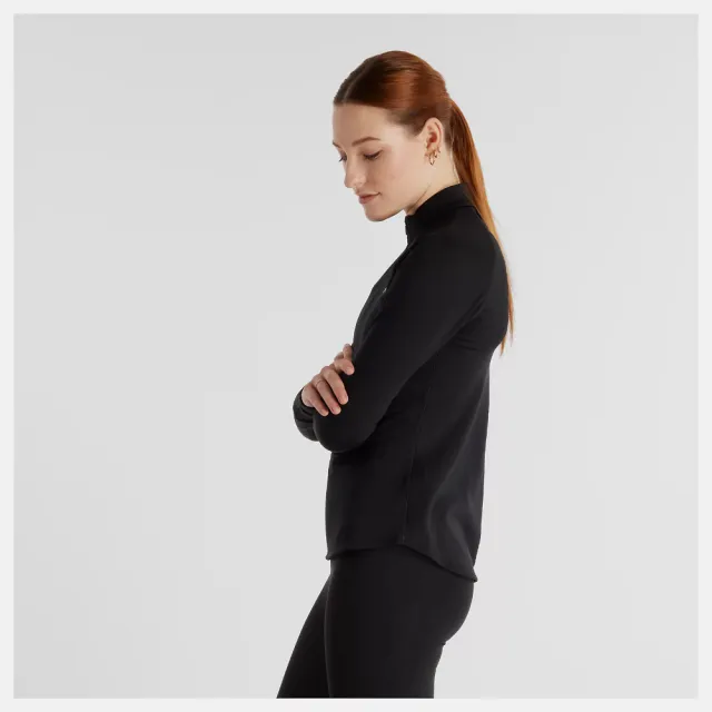 【NEW BALANCE】NB 長袖上衣 女款 運動 指套 美規 黑 WT43200BK