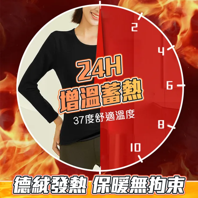【QIDINA】4入-刷毛蓄熱男女款保暖發熱衣-D(保暖內搭 睡衣 男長袖上衣 長袖睡衣 冬天衣服)