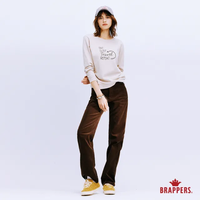 【BRAPPERS】女款 Boy friend系列-中腰全棉大直筒褲(咖啡)