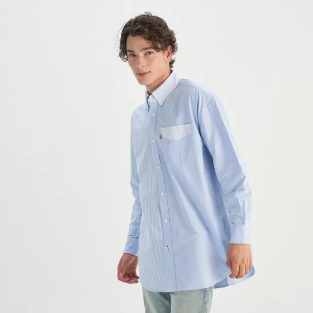 【LEVIS】男款 長袖襯衫 牛津領 拼接襯衫 上衣 熱賣單品 0018A-0001