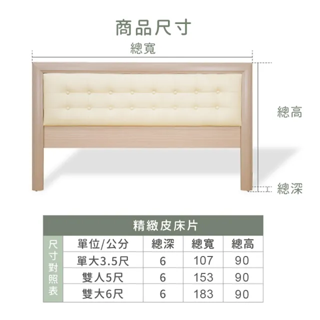 【ASSARI】雙人5尺精緻皮革二件式房間組_床頭片+6分床底