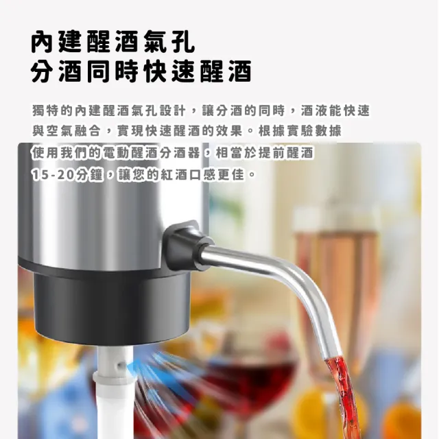【電子醒酒】不鏽鋼電動醒酒器-附底座(智能倒酒器 電動分酒器 自動醒酒 紅酒 葡萄酒 派對 聚餐 引酒器)