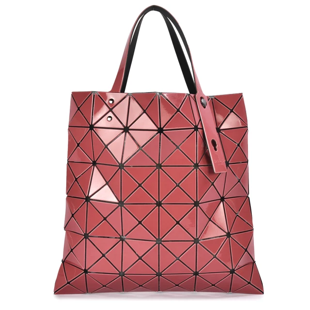 ISSEY MIYAKE 三宅一生 BAOBAO 雙色亮面方格6x6透光手提包(深粉/淺粉)