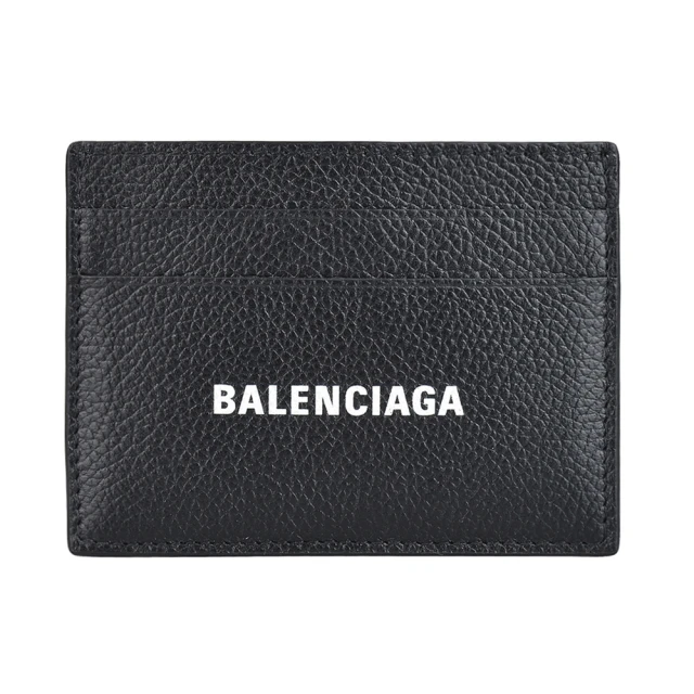 Balenciaga 巴黎世家 BALENCIAGA巴黎世家 LOGO開放式壓紋小牛皮4卡卡片夾(黑)