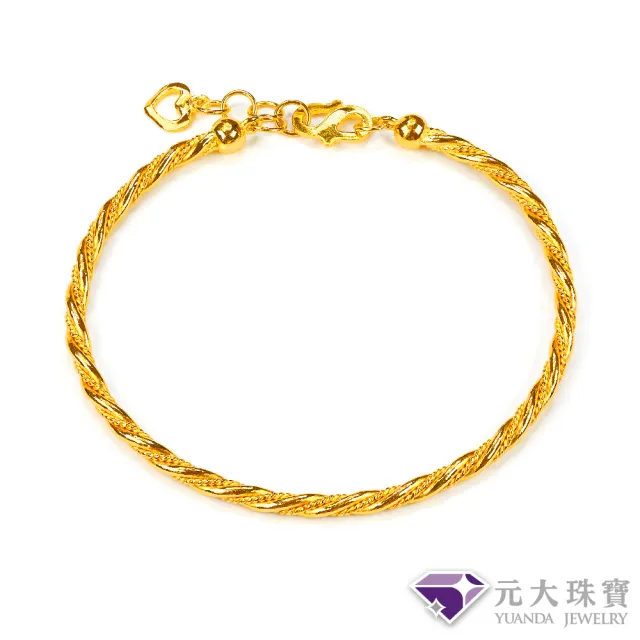 【元大珠寶】黃金手鍊純金9999纏綿幸福 麻花手環(2.08錢正負5厘)