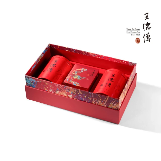 王德傳 璀璨·茶葉茶食禮盒-金萱烏龍120g・蜜香紅烏龍120g・熠熠雙甜茶食100g(新春禮盒)