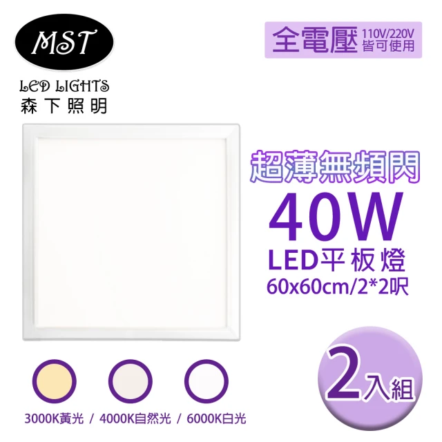 MST LED 超薄無頻閃40W平板燈 60*60cm 2入(白光/自然光/黃光)