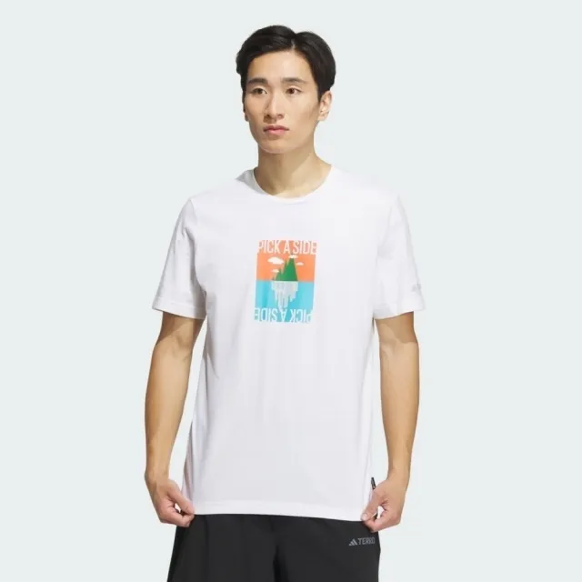 【adidas 愛迪達】GFX SS Tee 180 男 T恤 運動上衣 休閒短袖 抗臭科技 白(IS0271)