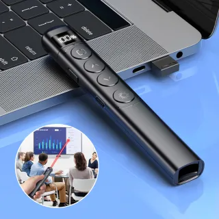 【YOMAX】S7 多功能磁吸數顯雷射翻頁筆 專業輕薄雷射簡報筆/雷射筆 PPT 遙控筆 講課筆 即插即用 交換禮物