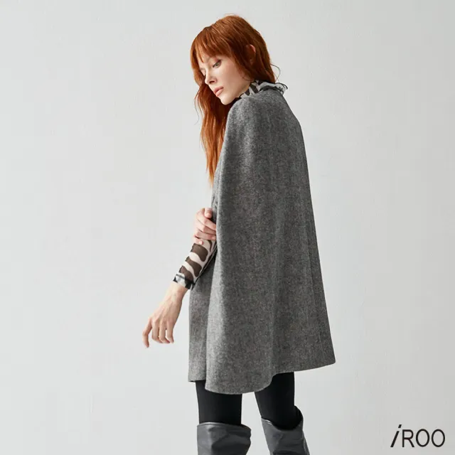 【iROO】薄毛呢帥氣斗篷