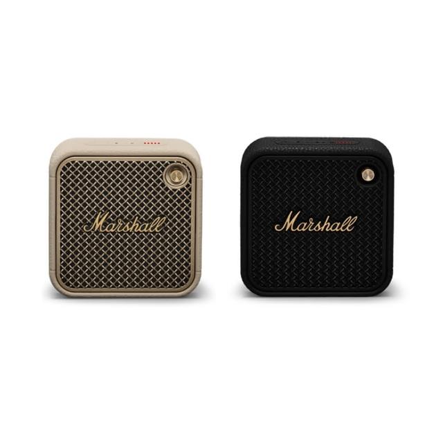Marshall 馬歇爾 Willen II 攜帶型藍芽喇叭，輕巧設計僅 100.5 x 100.5 x 43.4mm、360g，具備強勁重低音功能，支援藍芽連線，無 WiFi，防潑水等級適合戶外使用。顏色選擇古銅黑或奶油白，中國製造，享 1 年保固，NCC 認證 CCAJ24LP3340T7，BSMI R38900，完美多媒體喇叭伴侶。