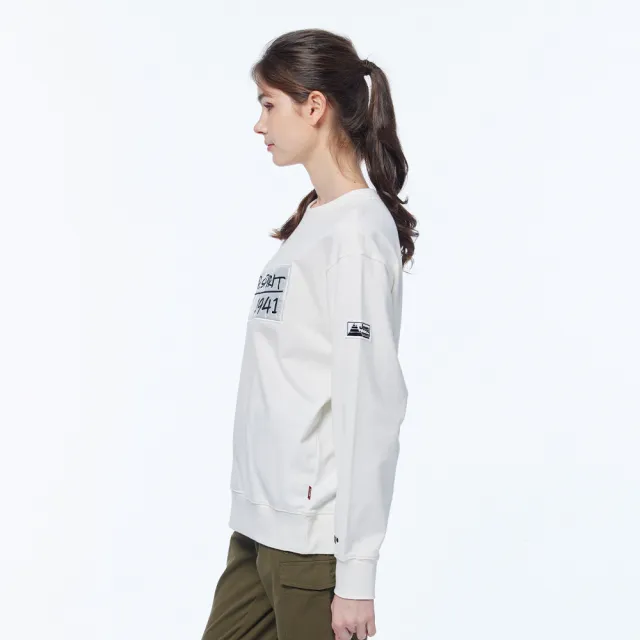 【JEEP】女裝 LOGO貼布大學T(白色)