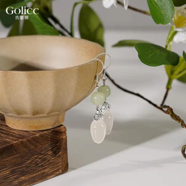【Gulicc 古莉可】耳環 中式水滴流蘇 典雅墜式(7夕情人節 生日 飾品 耳釘 耳飾 耳墜 禮物)