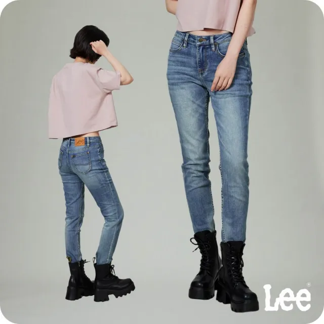 【Lee】女裝 牛仔褲 / 433 高腰修身窄管 中藍洗水(LB417124050)