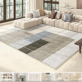 【巴芙洛】真超绒黑石公寓設計師款地毯(奶油風格/地毯/止滑防水/踏墊/地墊/客廳地毯)