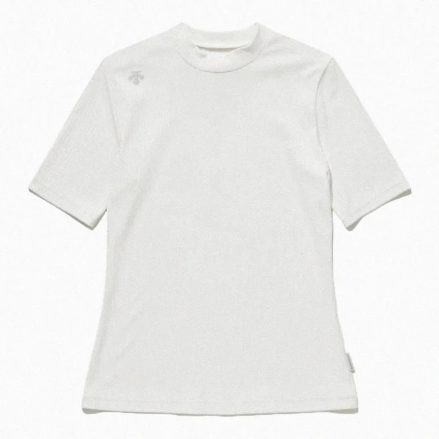 DESCENTE SLIM FIT HALF HIGH NECK T-SHIRTS 女士 運動上衣(黑色/奶油白色)